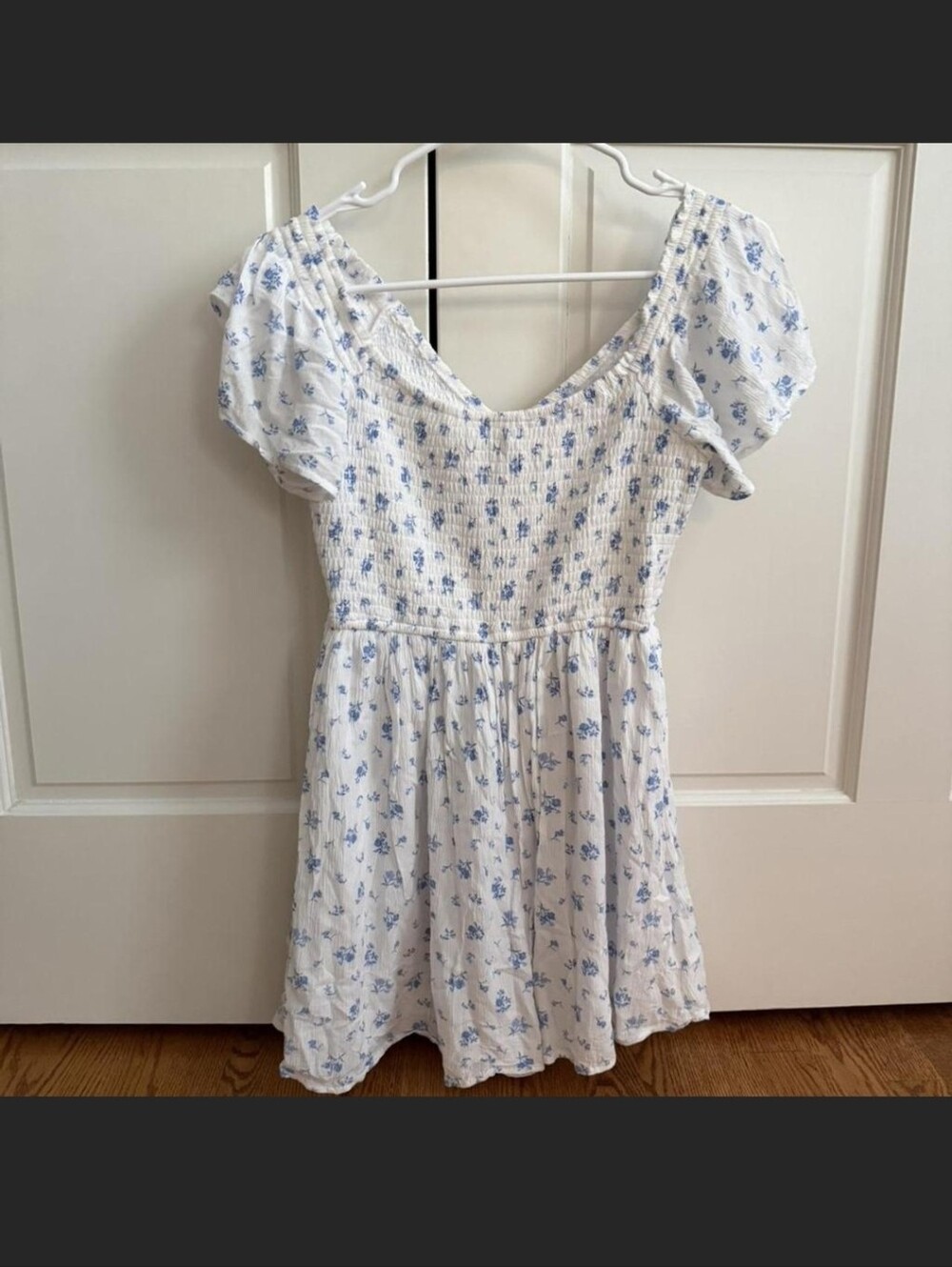 Hollister White Mini Dress with Blue Floral Print